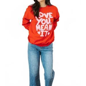 NEW POPPY & PINE love you mean it sweatshirt in red